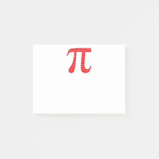 Matematisk symbol med ursprungligt rött nummer pi  post-it block (Framsida)