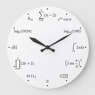 Matematiska ekvationer och anteckningar stor klocka