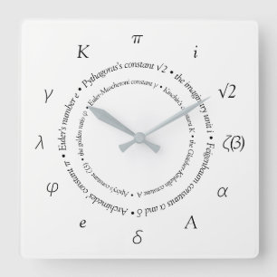 Matematiska konstantsymboler fyrkantig klocka