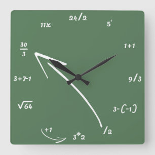 Matematiska likställande för Maths Fyrkantig Klocka