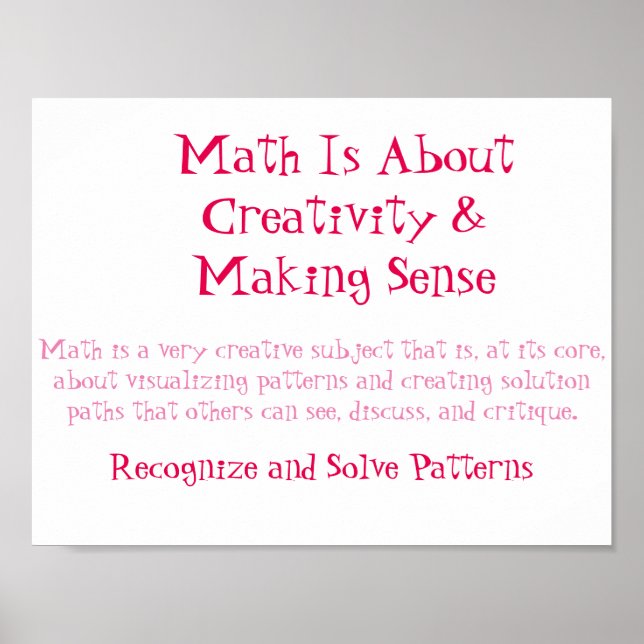 Matematiska mindringar Poster-känna igen och lösa  Poster (Framsidan)