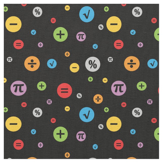 Matematiska symboler i färgade cirklar Mönster på  Tyg (Närbild)