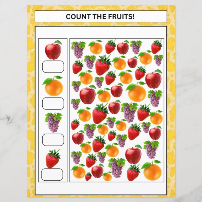 matematiskt kalkylblad räknas för frukt och grönsa (Framsida)
