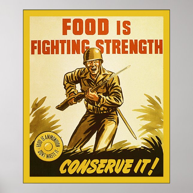 Maten är en kämpstyrka ~ Vintagen WW2 Poster (Framsidan)