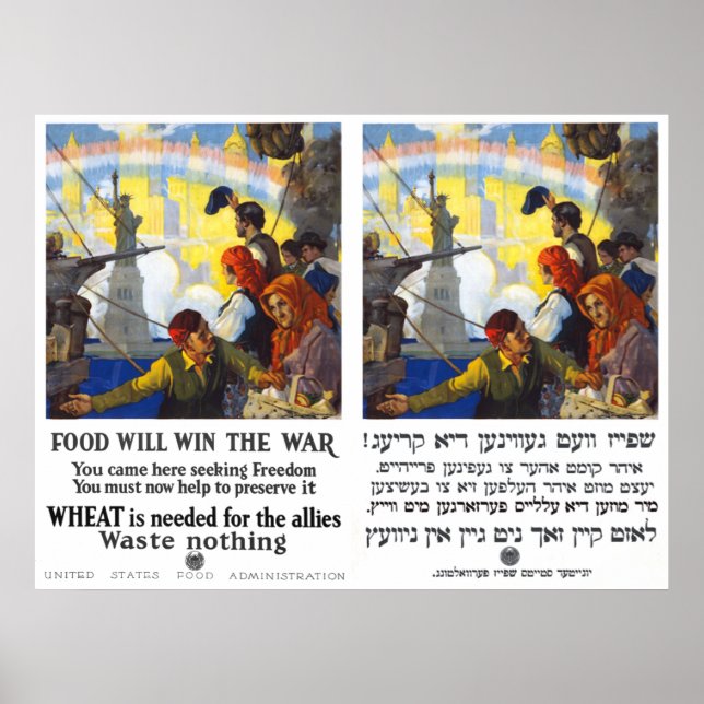 Maten kommer att vinna Krig - Eng & Yiddisch - 191 Poster (Framsidan)