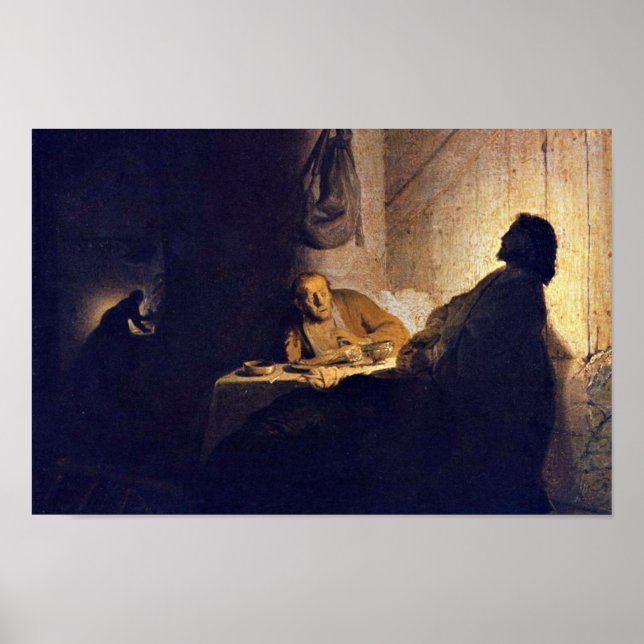 Maten på Emmaus. från Rembrandt Van Rijn Poster (Framsidan)