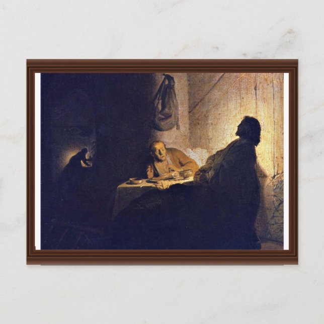 Maten på Emmaus. från Rembrandt Van Rijn Vykort (Framsida)