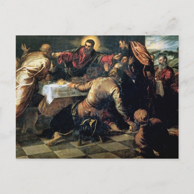 Maten på Emmaus (olja på canvas) Vykort (Framsida)