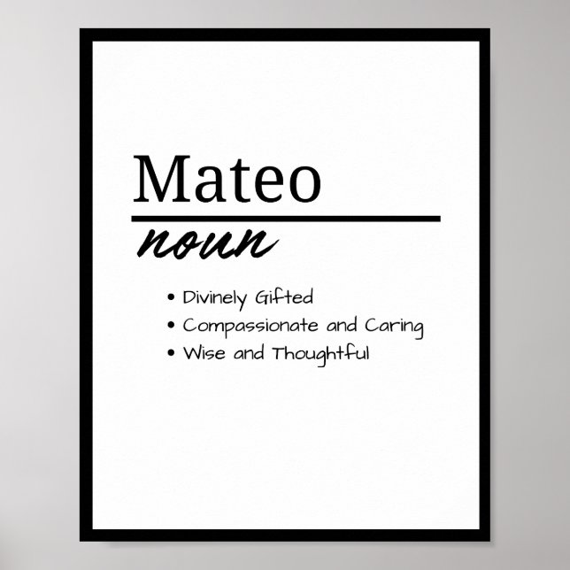 Mateo, Boy Personlig Namn Definition Poster (Framsidan)