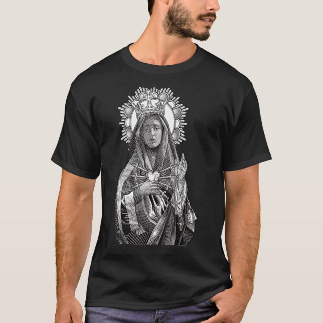 Mater Dolorosa Our Lady of Sorrows Virgin Mary Cat T Shirt (Framsida)
