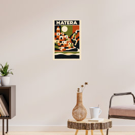 Matera Italien Resemålning Affisch Bauhaus Geometr