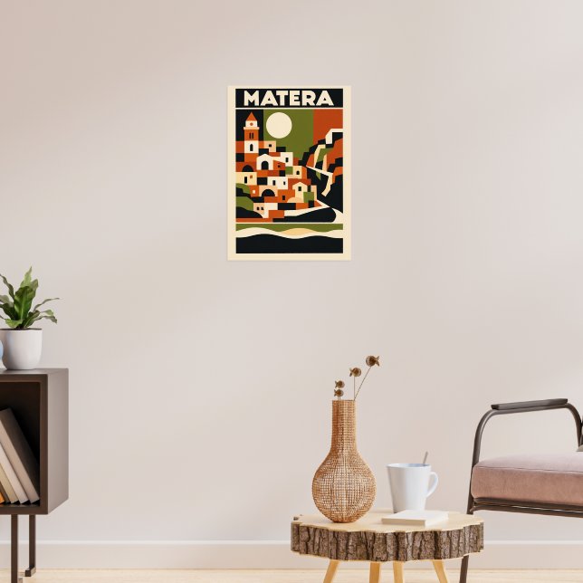 Matera Italien Resemålning Affisch Bauhaus Geometr (Vardagsrum 3)