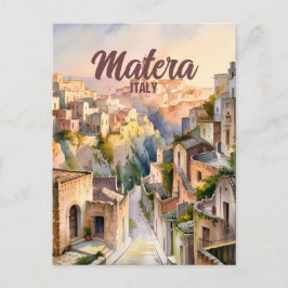 Matera Italien Sassi Personlig Akvarell Vintage Vykort