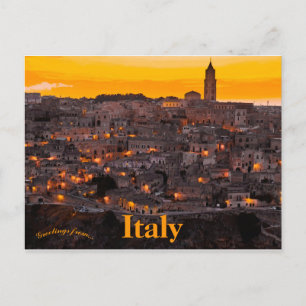 Matera Italien vid Sunset Vykort