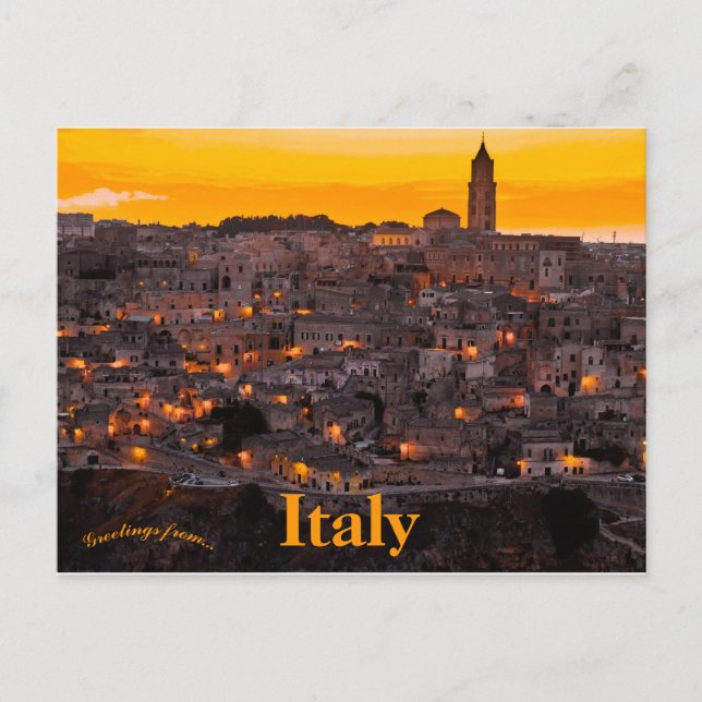 Matera Italien vid Sunset Vykort (Framsida)