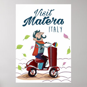 Matera Italiens Tecknad - resesäk för Scooter Poster