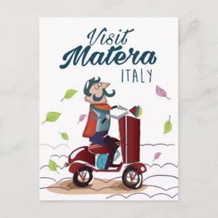 Matera Italiens Tecknad - resesäk för Scooter Vykort