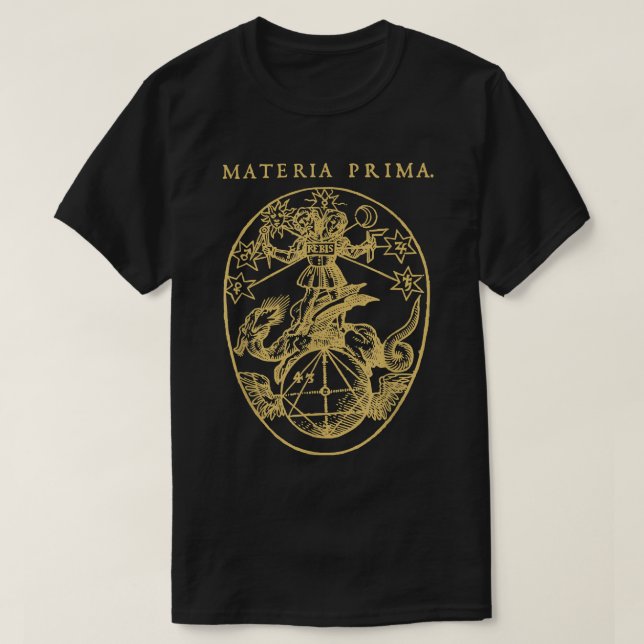 Materia Prima Medieval Occult Alchemy Rosecruciani T Shirt (Design framsida)
