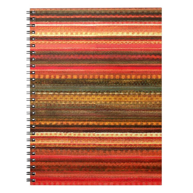 Material Textil Ränder Röd Orange och Grön Anteckningsbok (Framsidan)