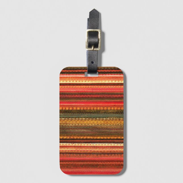 Material Textil Ränder Röd Orange och Grön Bagagebricka (Framsida vertikal)