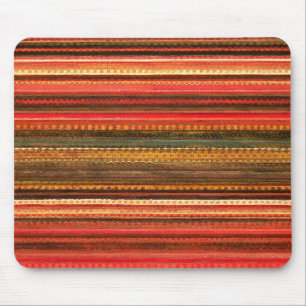 Material Textil Ränder Röd Orange och Grön Musmatta