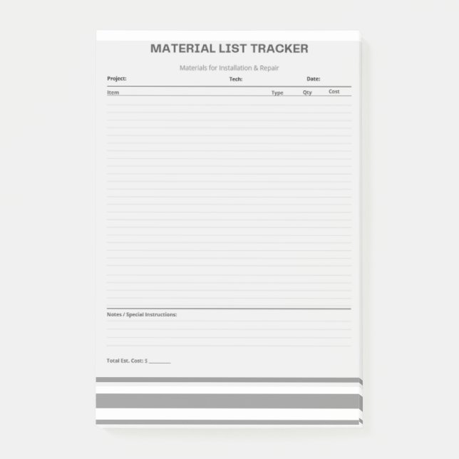 Materiallistningsblock Post-it® Notes Post-it Block (Framsida)