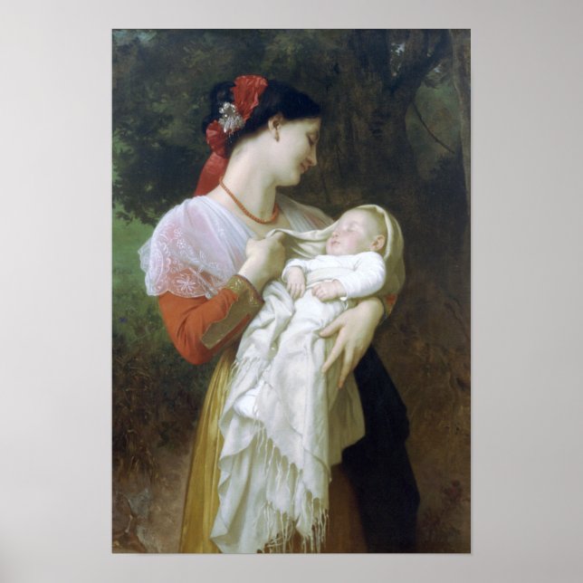 Maternal Admiration av William Adolphe Bouguereau Poster (Framsidan)