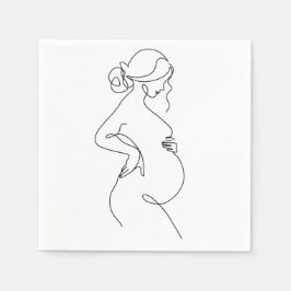 Maternal Elegance: Pregnant Women Line Art Pappersservett