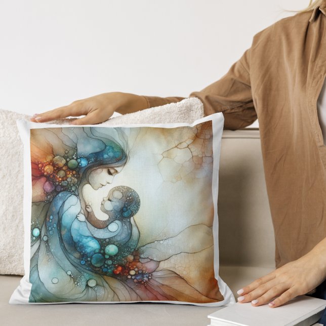 Maternal Embrace: Bläck Artistry Kudde (Skapare uppladdad)