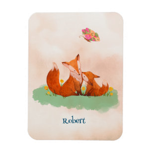 Maternal kärlek mellan en mor räv och hennes unge magnet