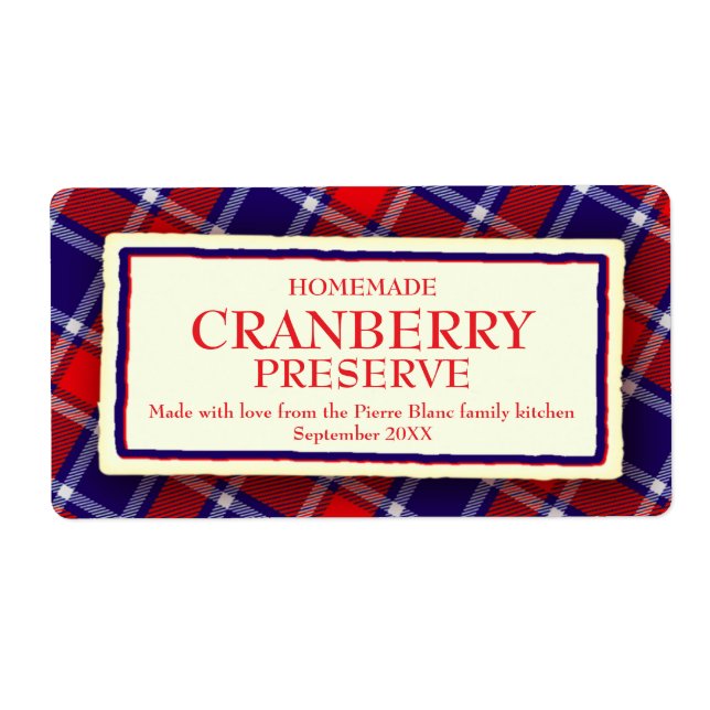 Matetikett för bevarande av sylt fraktsedel (Framsidan)