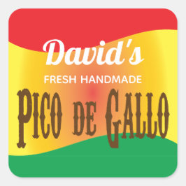 Matetikett för Homemade Pico de Gallo Fyrkantigt Klistermärke