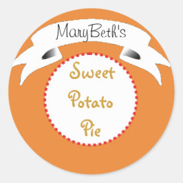 Matetikett för Pumpkin Sweet Potatis paj Runt Klistermärke
