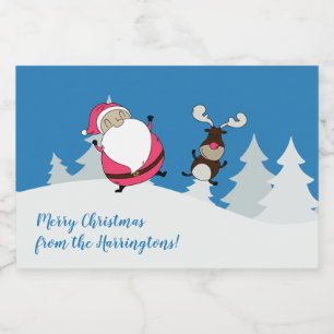 Matetiketter för anpassningsbarna Cute Santa & Rei Mat Etiketter