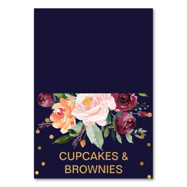 Matetiketter för höstbuffet-Blommigten Bordsnummer (Framsidan)