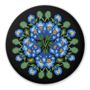Matetis Beadwork Native Glöm-Me-Nots Ceramic Knob Knopp
