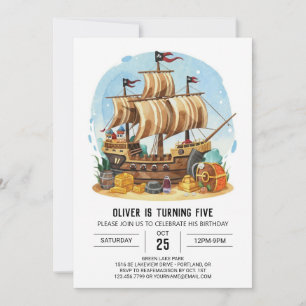 Matey Anpassningsbar Boat Pirat Birthday Inbjudningar