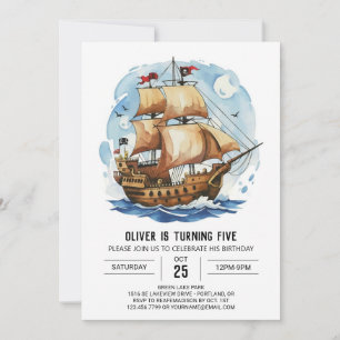 Matey Lycklig Nautical Pirat Birthday Inbjudningar