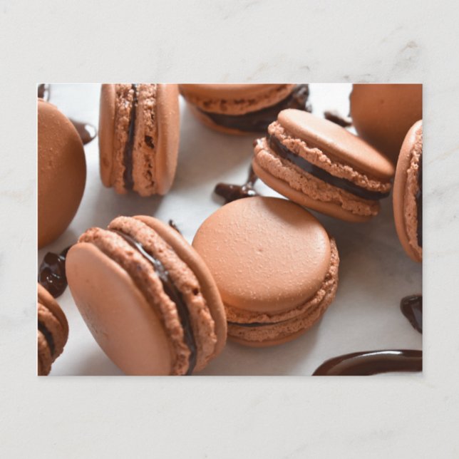 Matfotofoto Chocolate Macaron Fransk Pastry Vykort (Framsida)