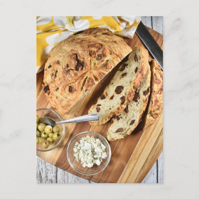 Matfotografering Skivad Bleu Ost Fikonkaka Vykort (Framsida)