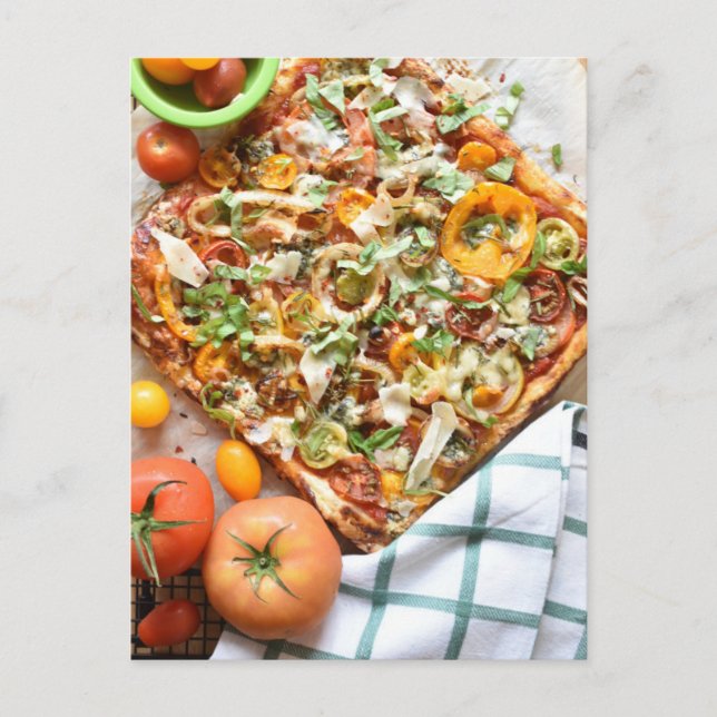 Matfotografi Rustic Tomato Puff Pastry Tart Vykort (Framsida)