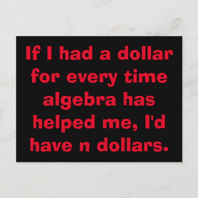 Math Algebra Postcards Vykort (Framsida)