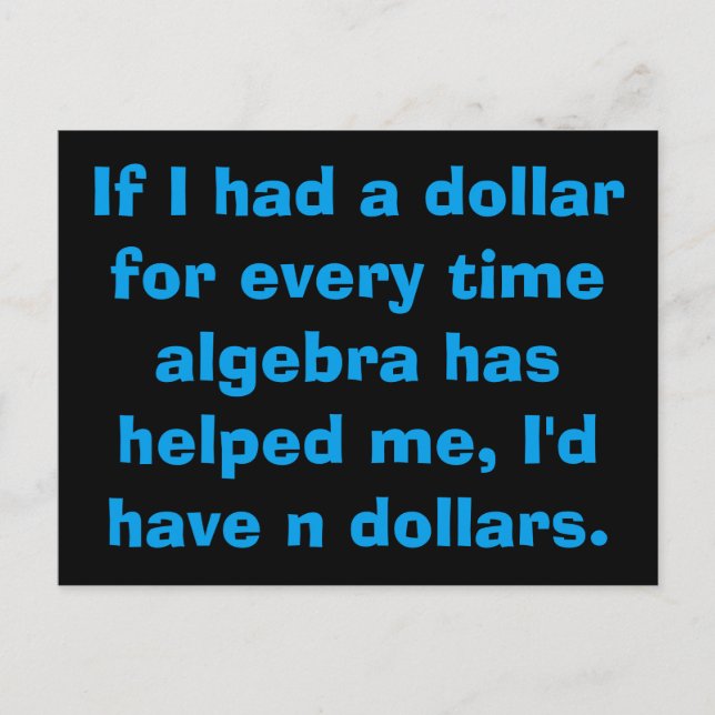 Math Algebra Postcards Vykort (Framsida)