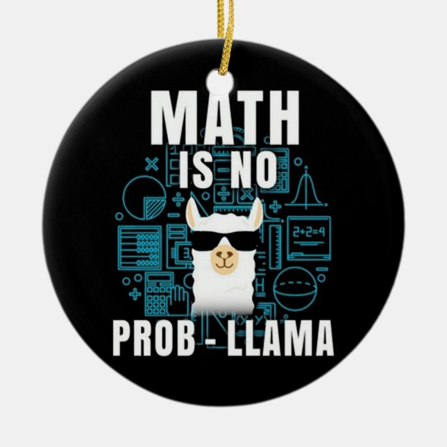 Math är ingen prob Llama Julgransprydnad Keramik (Framsidan)
