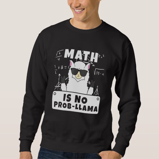 Math är ingen prob Llama-matematik Lång Ärmad Tröja (Framsida)