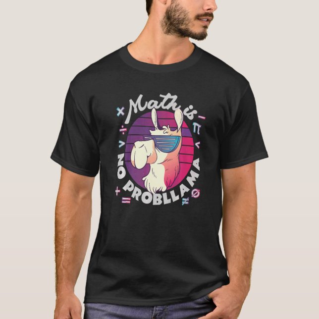 Math är ingen ProbLlama Math Llama-lärare Student T Shirt (Framsida)