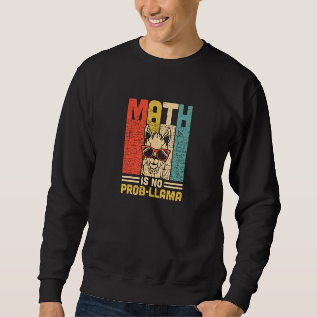 Math är ingen professor Lama Math Student Lacher Lång Ärmad Tröja (Framsida)