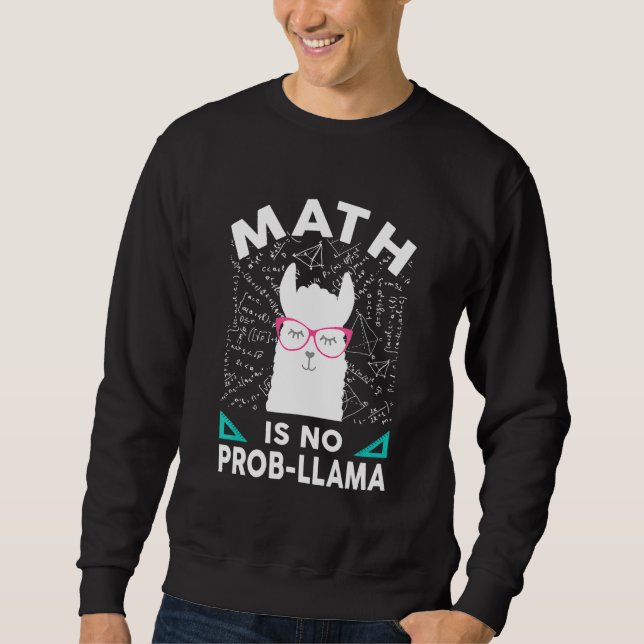 Math är ingen professor Llama Math Llama Llama-lär Lång Ärmad Tröja (Framsida)