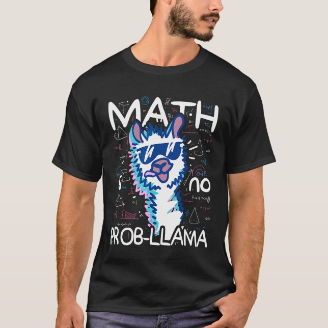 Math är ingen professor Llama Teacher Student till T Shirt (Framsida)