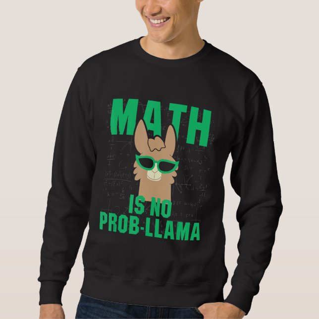 Math är inget problem med Roligten Llama Pun Teach Lång Ärmad Tröja (Framsida)